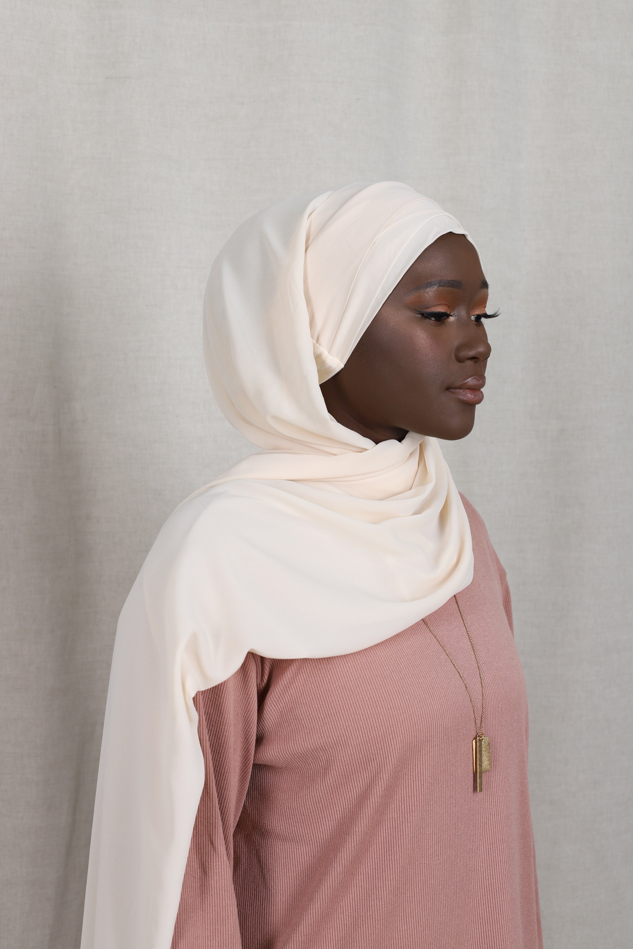 Hijab a enfiler mousseline beige