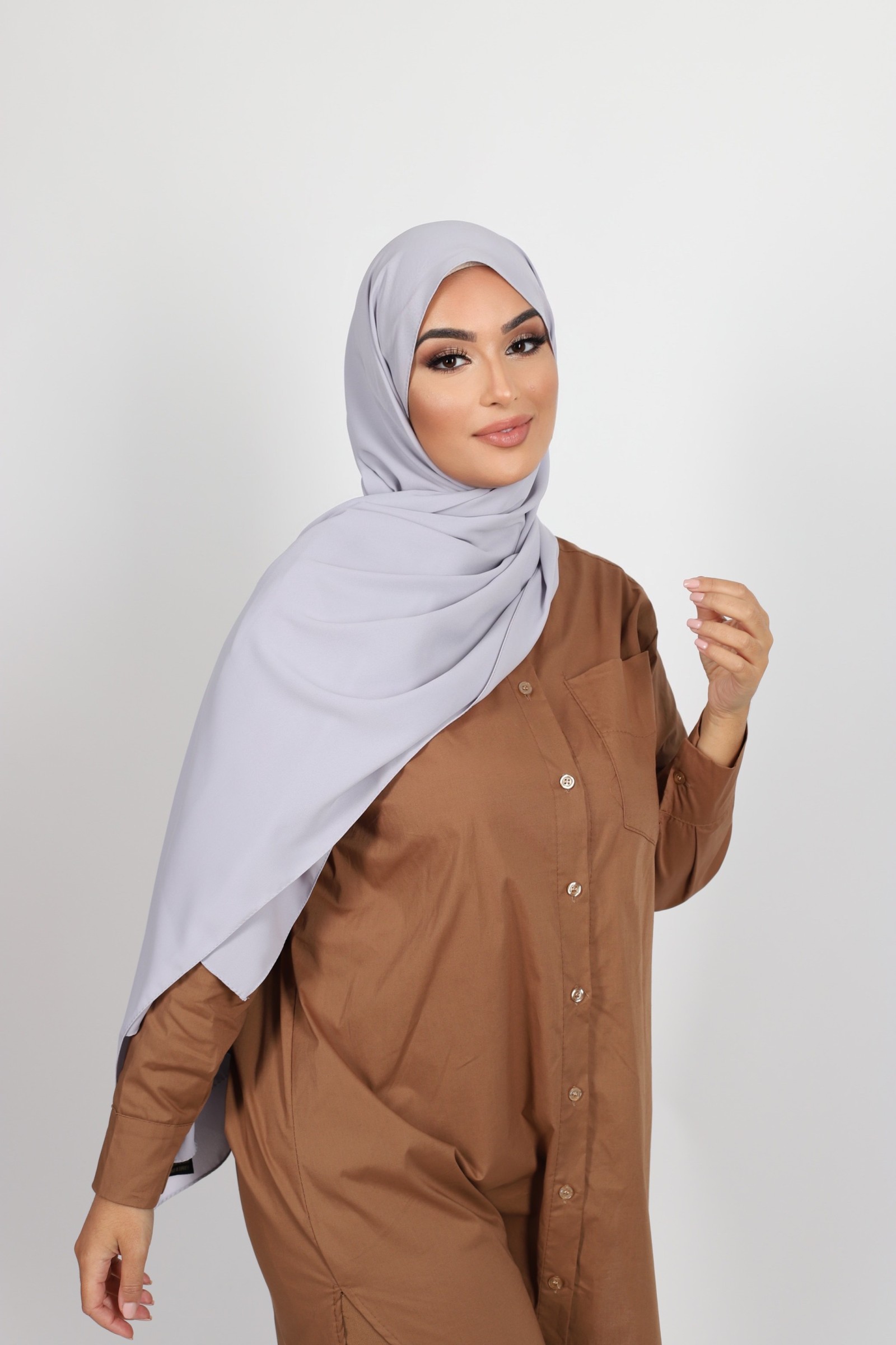 Hijab soie de medine gris clair