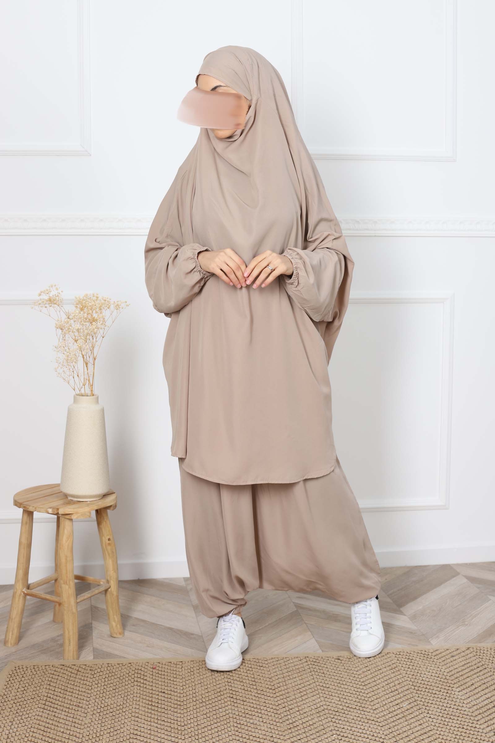 Farfalla Khimar & Niqab Set Instant Hijab One piece Slip On Muslim Long Jilbab 