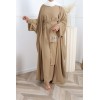 Abaya kimono 3pcs sharjah camel