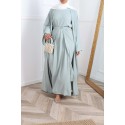 Abaya kimono 3pcs sharjah vert d'eau