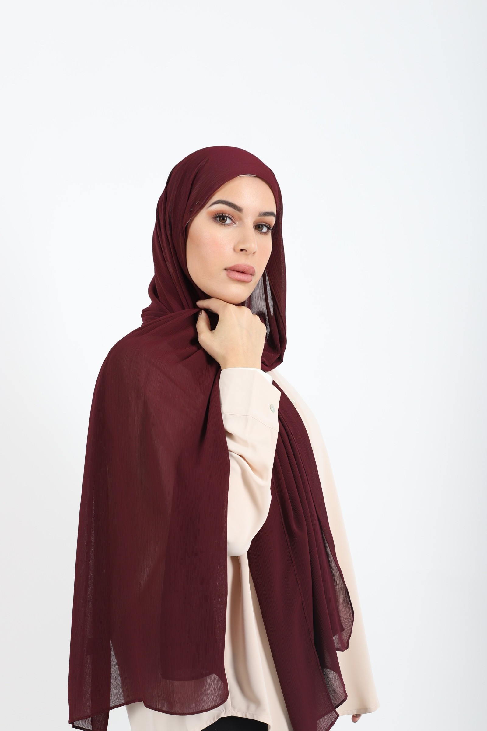 Hijab mousseline plissé
