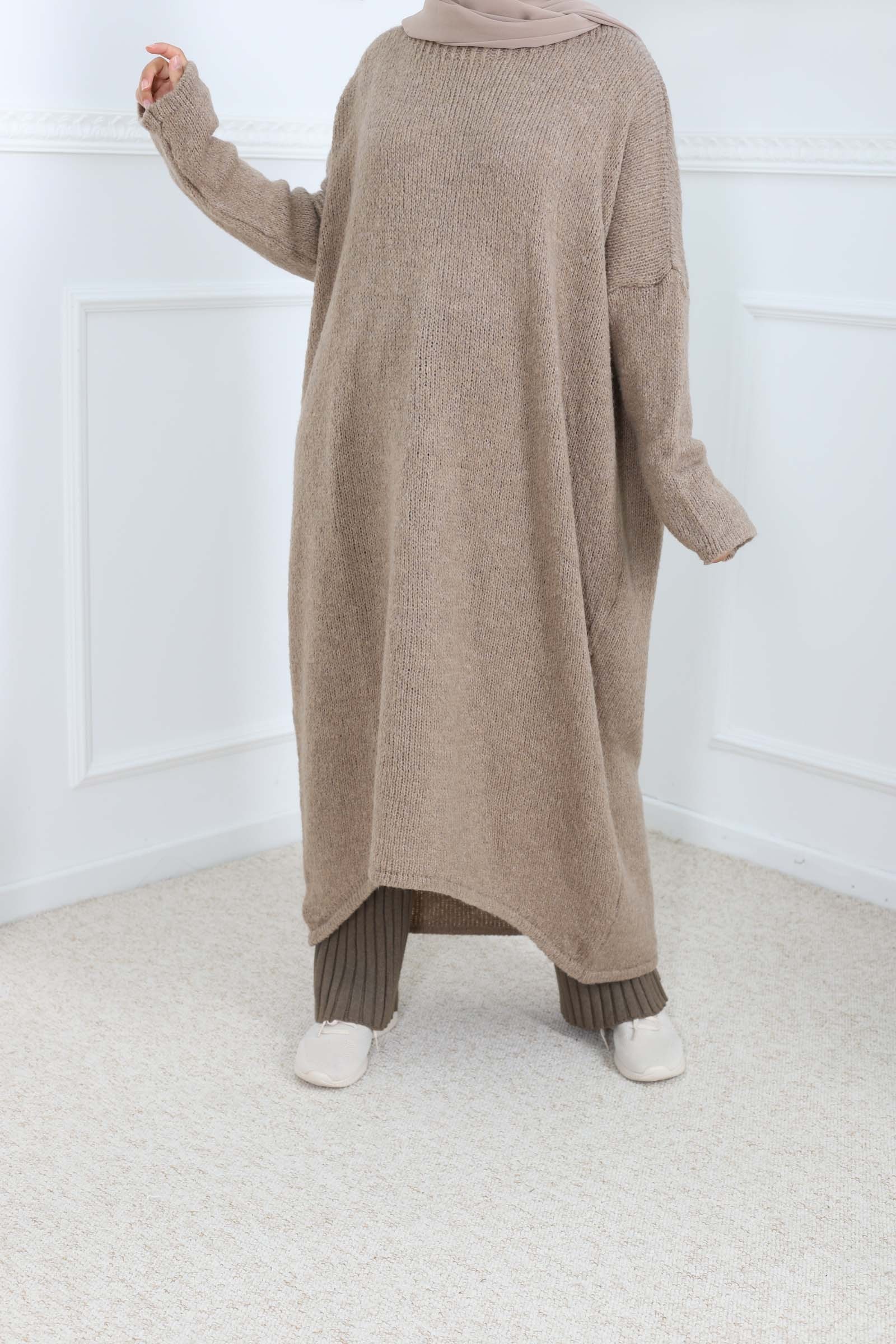 Brown oversized extra long sweater