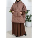Two-tone brown quilted cape