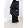 Two-tone quilted cape pink and black