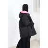 Two-tone quilted cape pink and black