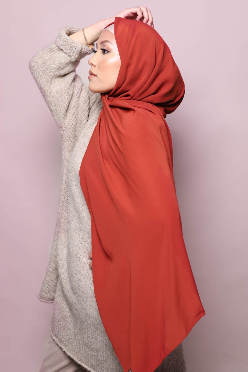 Hijab soie de medine rouille