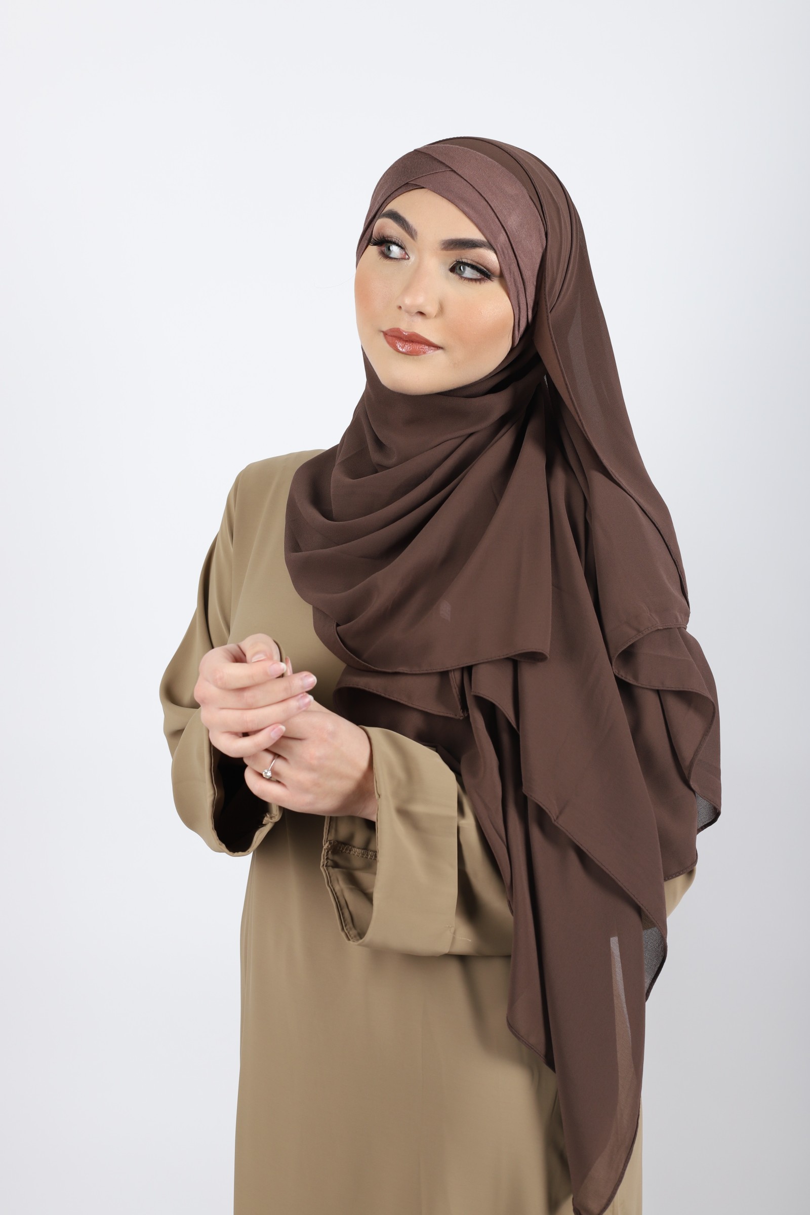 Hijab a enfiler bonnet marron