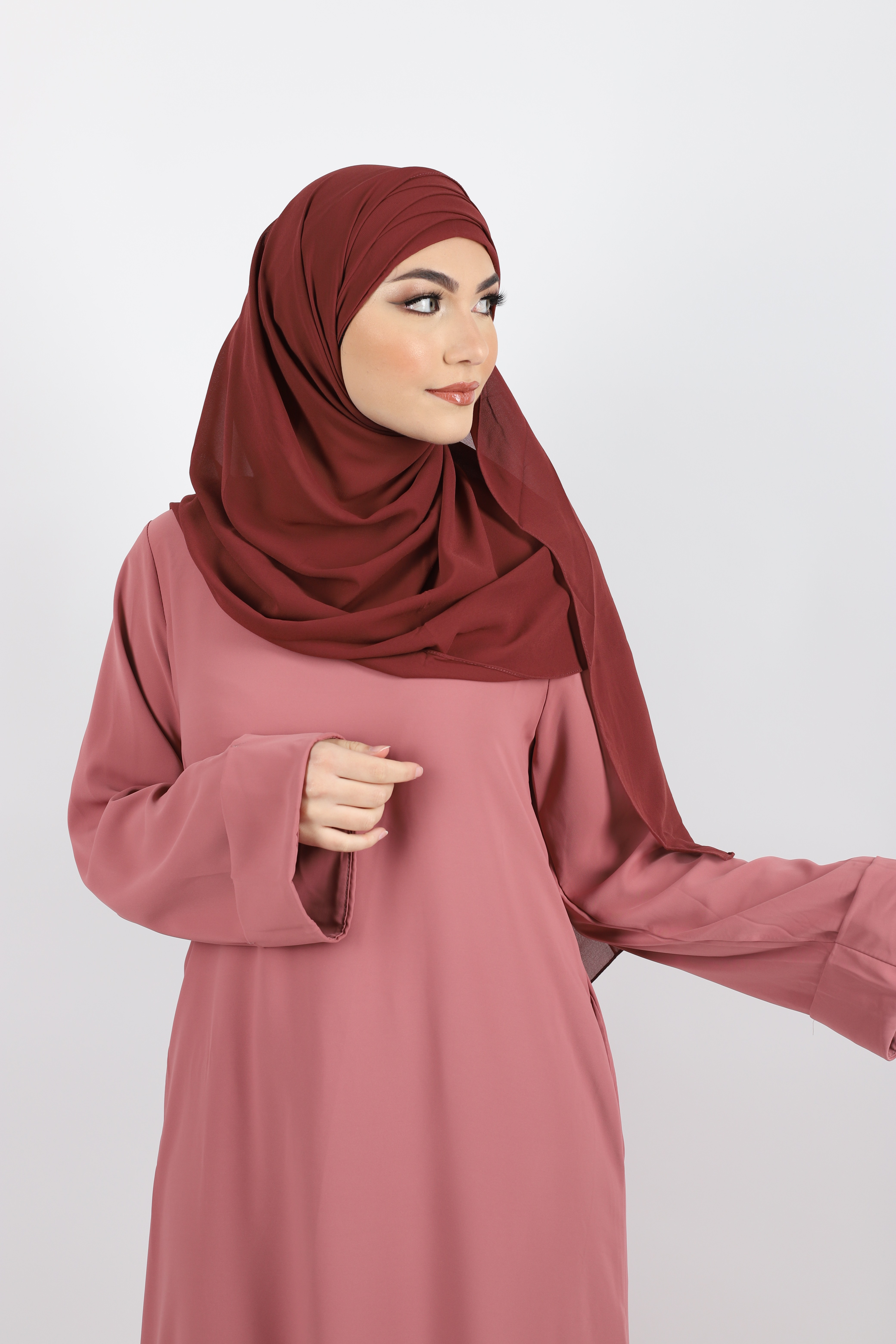  Hijab   enfiler  mousseline  framboise Jennah Boutique
