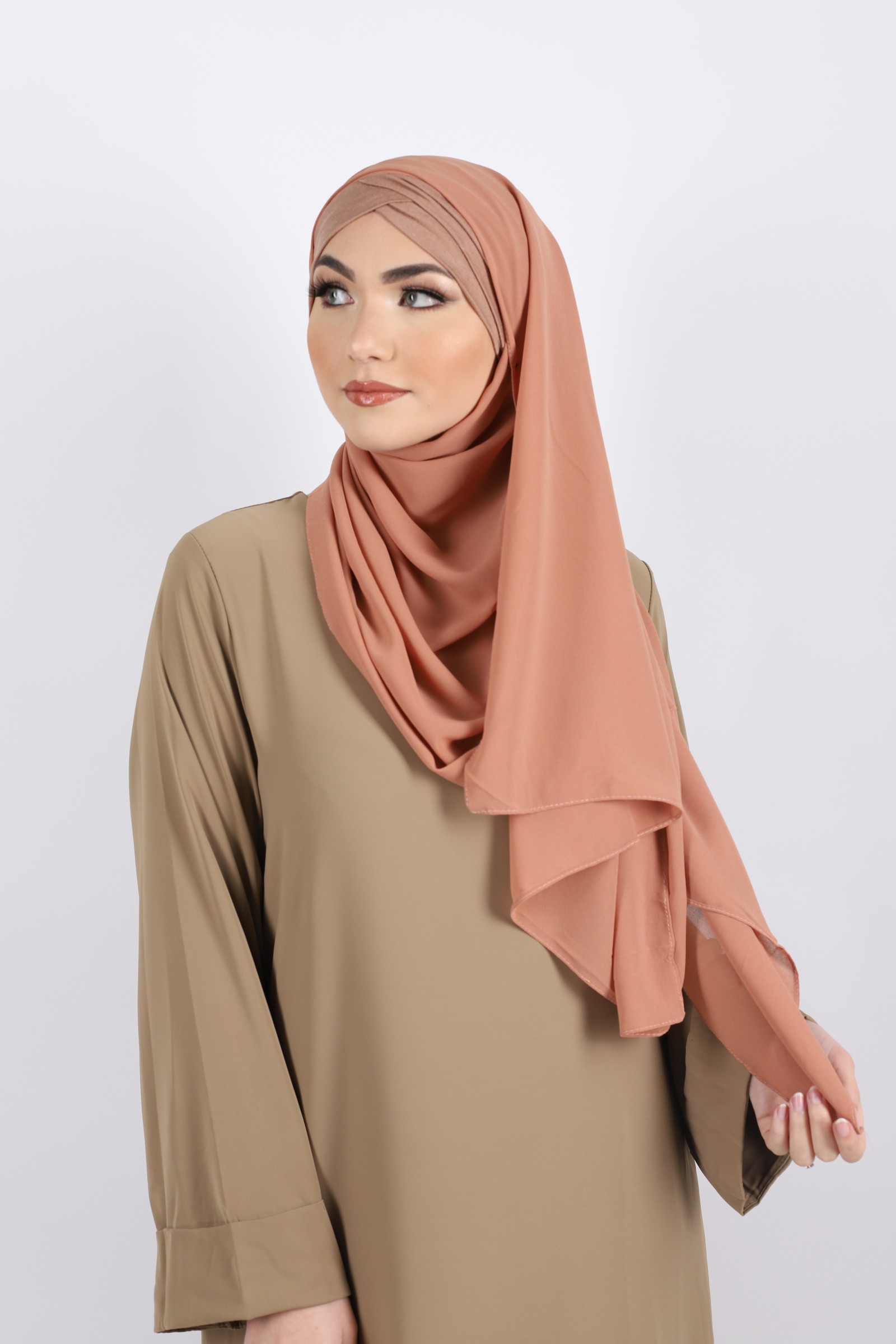 Hijab a enfiler bonnet abricot