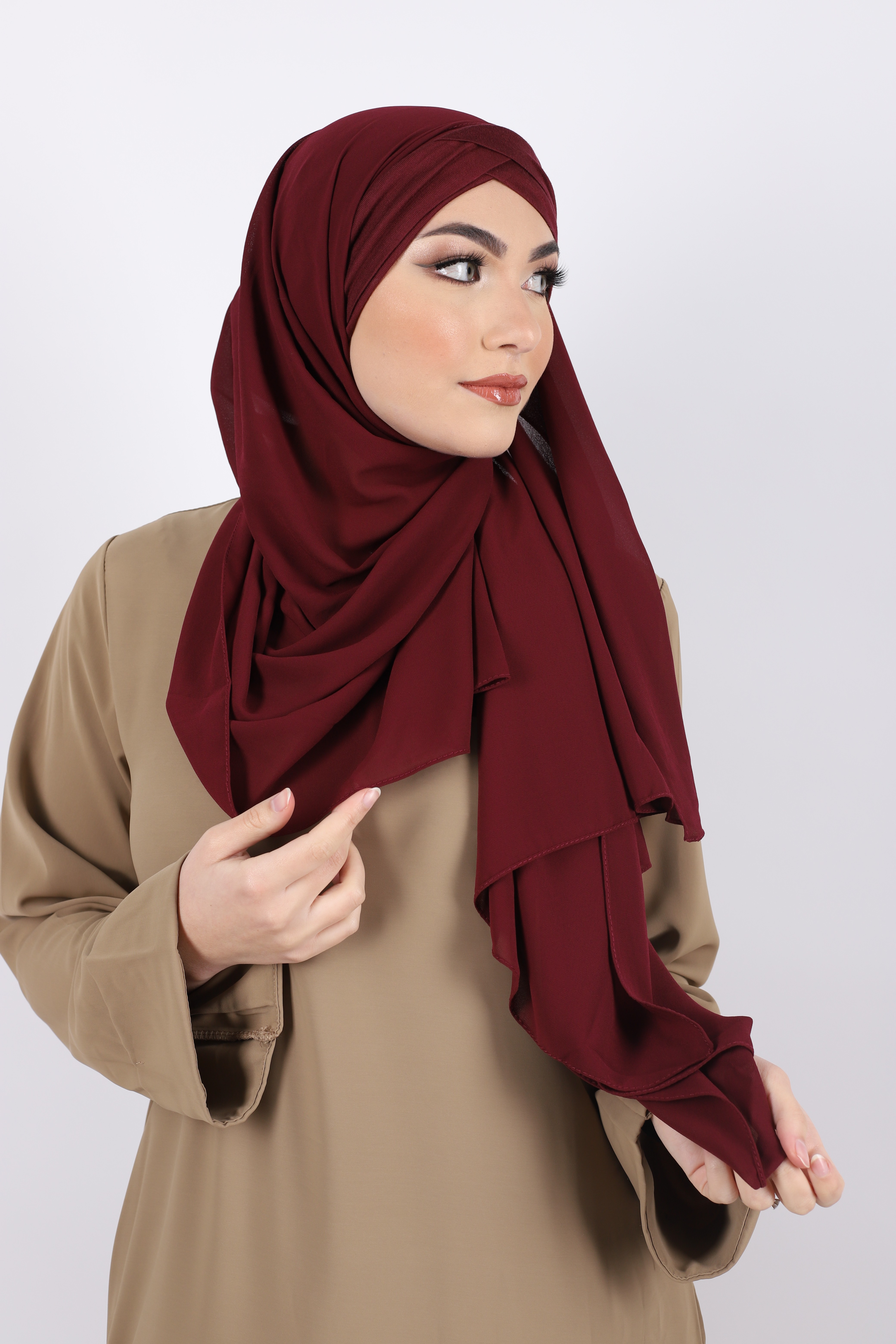 Hijab a enfiler bonnet bordeaux