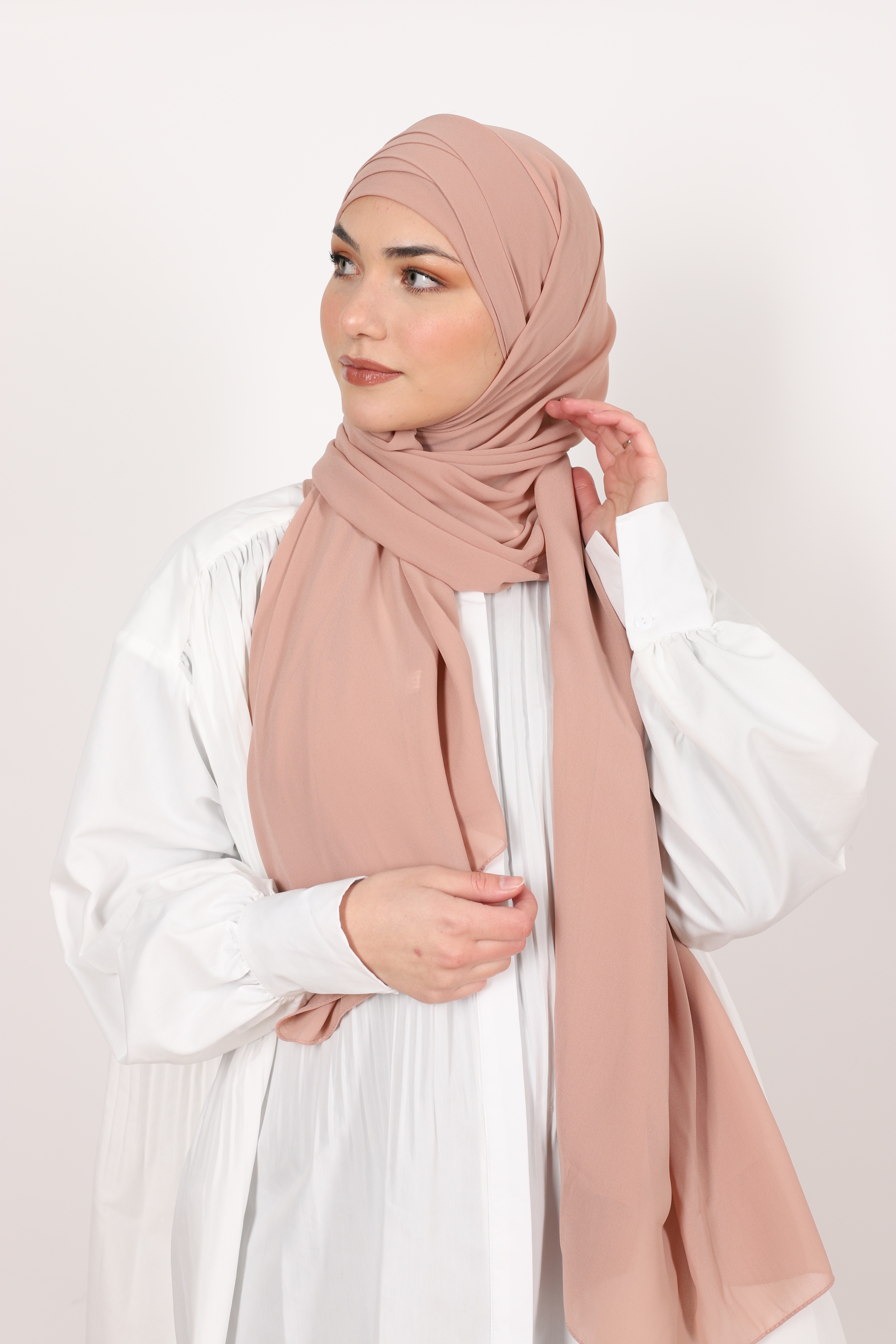  Hijab   enfiler  mousseline  rose Jennah Boutique