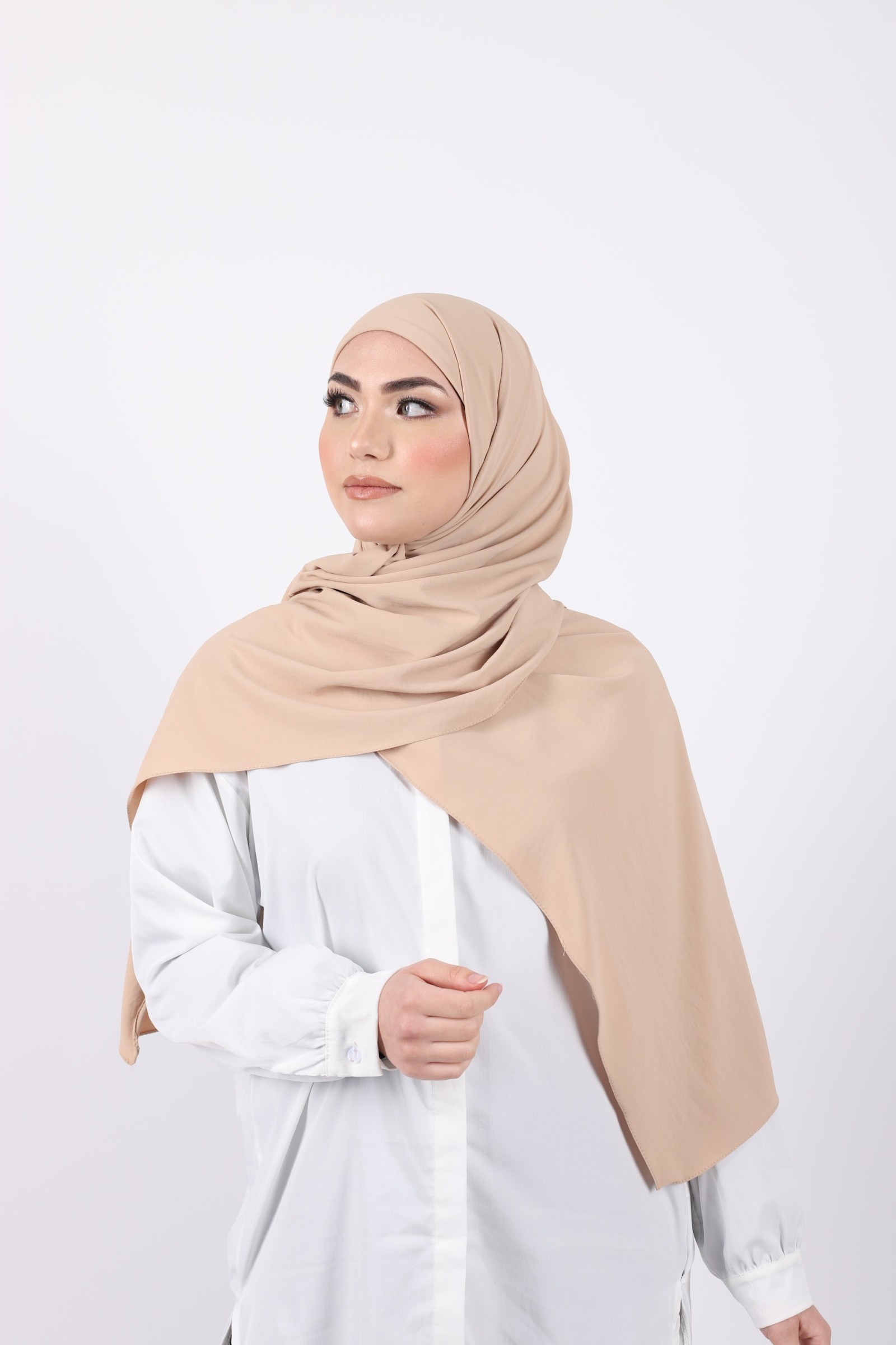 Hijab enfilable beige