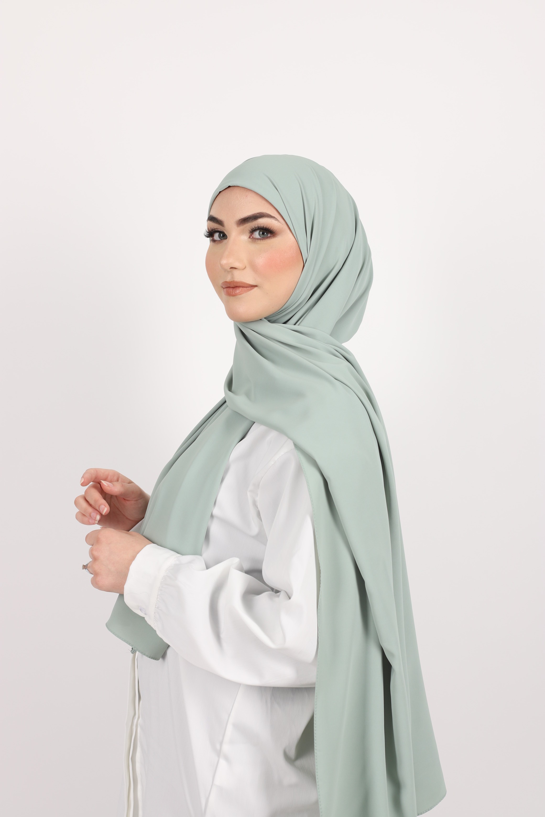 Hijab enfilable vert d'eau