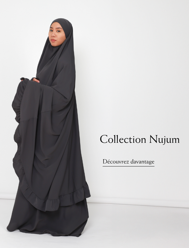 Ensemble ample pour saison automne hiver (Tenue hijab deux pièces : tunique  et pantalon) - Couleur beige